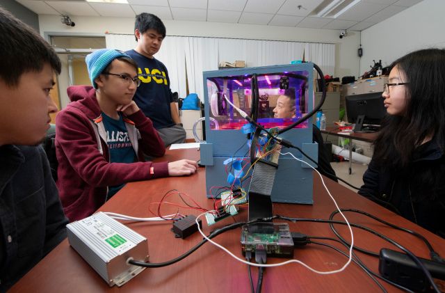 students working in a group on a capstone project